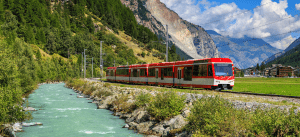 Train in the Swiss mountains