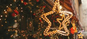 Decorations on a Christmas Market stall in Europe