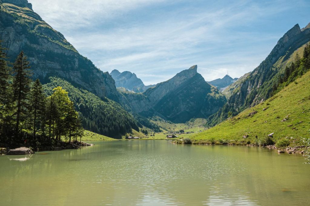 Mountain lake in the Swiss Alps