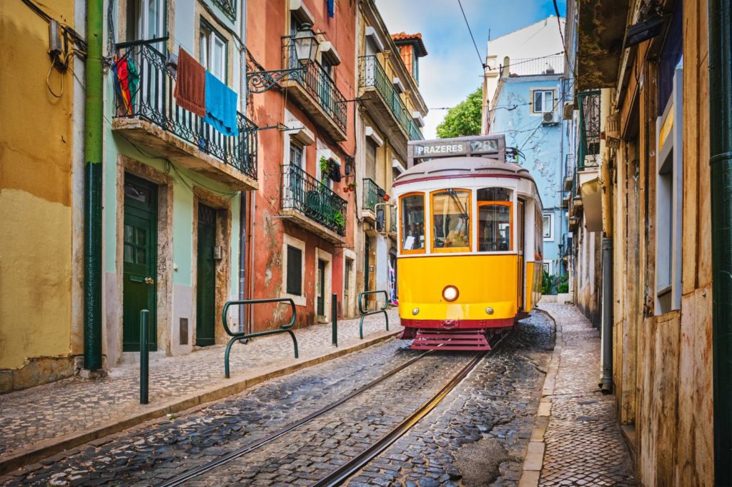 Yellow Tram in Lisbon