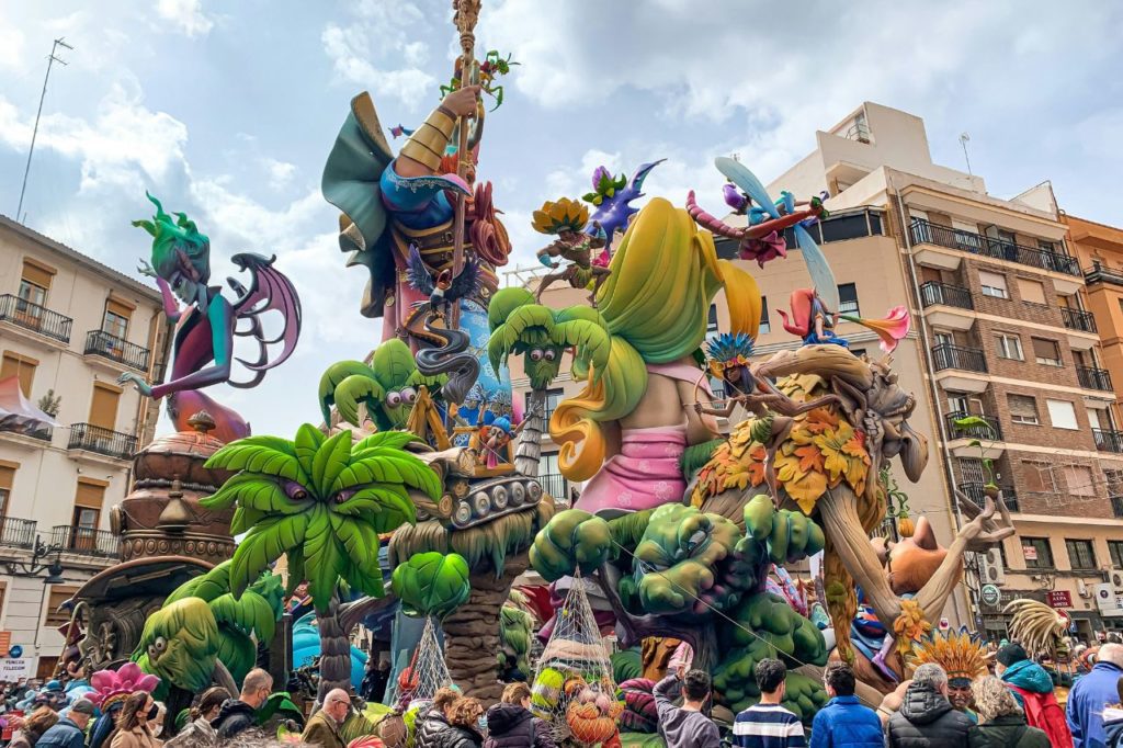 Large sculptures at Las Fallas festival in Valencia