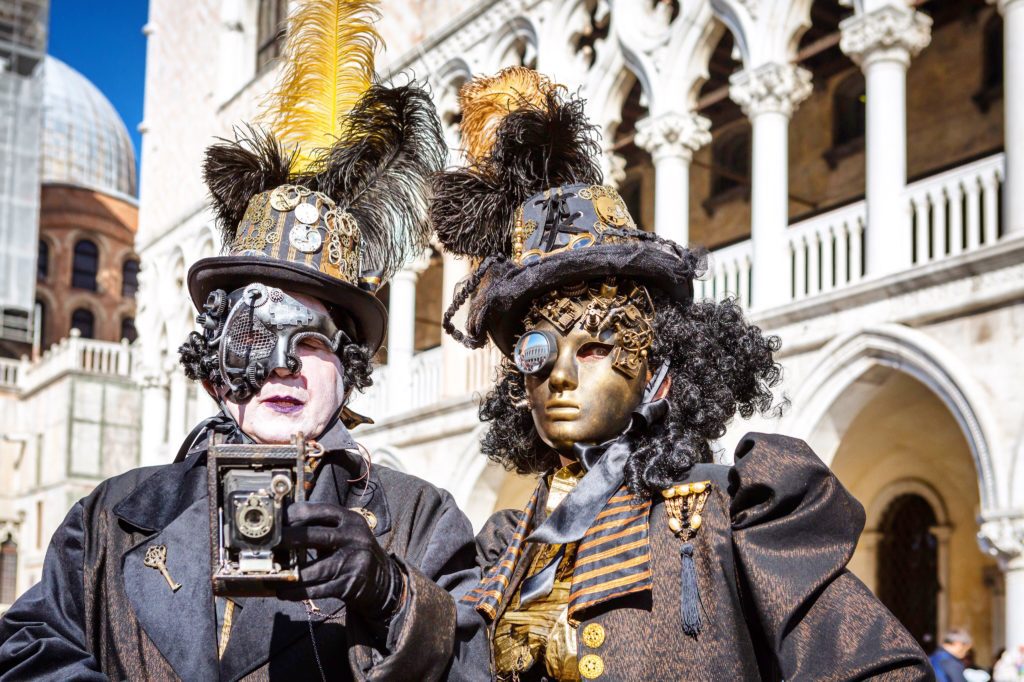 Carnival performers with masks in Venice